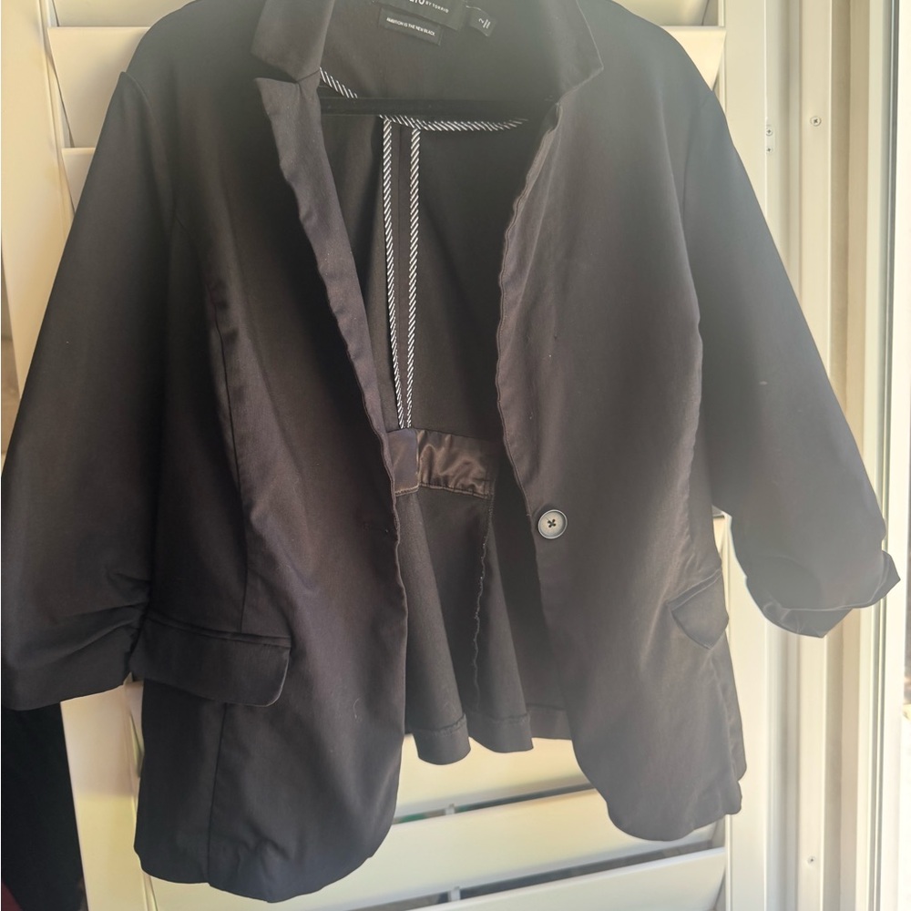 Torrid Black Blazer with Relaxed Fit and 3/4 Sleeves